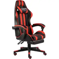Syfax Gaming-Stuhl mit Fußstütze Schwarz und Rot Kunstleder