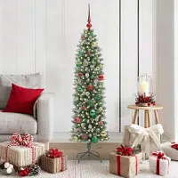 vidaXL Best Möbel Künstlicher schlanker Weihnachtsbaum Grün und Weiß 150 cm - Künstliche Weihnachtsbäume Cloris Neu3600949 2parcel
