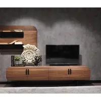 AEA Wohnwand Komplett Set Wohnzimmer Garnitur Braun Möbel Wandregal Neu