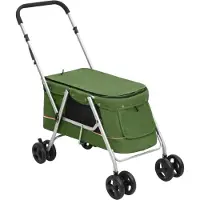 vidaXL Möbel Hundewagen Faltbar Grün 100x49x96 cm Leinenstoff - Fahrradanhänger &36028