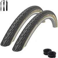 Schwalbe 2 x RoadCruiser K-Guard HS 484 Fahrradreifen schwarz/gumwall 47-559 (26 x 1.75") + 2 SV12 40 mm Schläuche inkl. Reifenheber