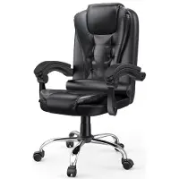 Bigzzia Ergonomischer Bürostuhl - Schreibtischstuhl mit Hoher Rückenlehne und Höhenverstellbar - Kunstleder Drehstuhl - Liegestuhl für Büro - Zuhause