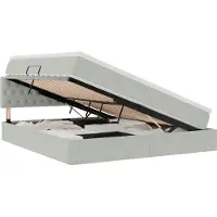 Syfax Aufbewahrungsbett mit Matratze Hellgrau 160 x 200 cm Samt