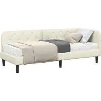 Syfax Eckbettgestell Creme 80 x 200 cm Samt