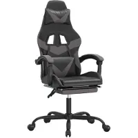 Syfax Gaming-Stuhl mit Fußstütze Schwarz und Grau Kunstleder