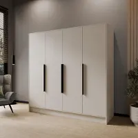 Beautysofa Drehtürenschrank PAVIA 200 cm Moderner Kleiderschrank mit glatten Türen, Kaschmir mit schwarze Griffe