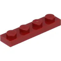 LEGO 1x4 Platte 3710 - 250 Stück Dunkelrot