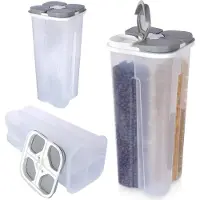 Excellent houseware Küchenbehälter mit Dosierer Vorratsdose Schüttdose für Trockenvorräte für lose Produkte geteilt 3 L