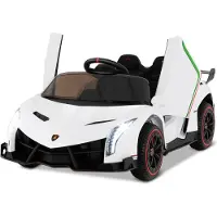 Costway Lamborghini Elektroauto für Kinder, Elektrofahrzeug 3-6 km/h, Kinderauto Elektro für Kinder ab 3 Jahren (Weiß)