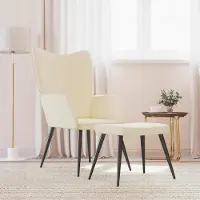 Prolenta Maison Exclusive - Relaxsessel mit Hocker Creme Stoff