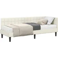 Syfax Eckbettgestell mit Matratze mit Kopfteil 2 pcs Creme Samt