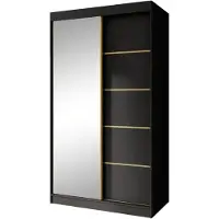 Beautysofa Schiebetürenschrank MARIKA LUX Schwarz 120 cm - Kleiderschrank mit Spiegel und Schubladen