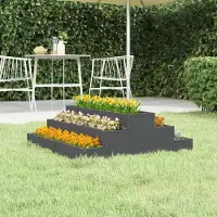 vidaXL "Rabatt" Pflanzkübel modernem Design - Blumentopf/Pflanzkasten - Grau 80x80x27 cm Massivholz Kiefer - Beete CC22035