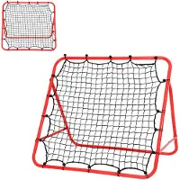 Jiubiaz Fußball Rebounder Kickback Tor Rückprallwand Fußballtraining Metallrohr + PE Gewebe 103 x 100 cm