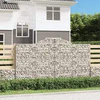 Prolenta Maison Exclusive - Gabionen mit Hochbogen 15 Stk 300x50x160/180cm Verzinktes Eisen