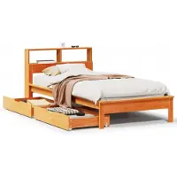 Syfax Massivholzbett mit Regal ohne Matratze Wachsbraun 90x190 cm