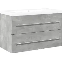 vidaXL 2-tlg. Badmöbel-Set Betongrau Holzwerkstoff