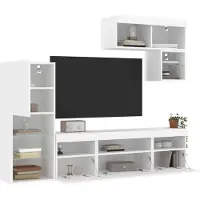 vidaXL 6-tlg. Wohnwand mit LED-Beleuchtung Weiß Holzwerkstoff 3216732