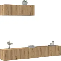 vidaXL "Rabatt" 3-tlg. TV-Schrank-Set - Hängend Wohnwand Modern - Wandmontage Artisan-Eiche Holzwerkstoff - TV-Schränke CC12282