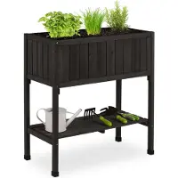 Northix Hochbeet aus Fichtenholz, 100x50x80 cm, erhöhtes Design, mit Schutzfolie, für Balkon & Terrasse