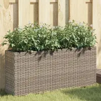 vidaXL BEI CLORIS Hochbeet mit 2 Fächern Grau 90x20x40 cm Poly Rattan - Beete Neu1486774 1parcel