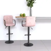 vidaXL Möbel Barhocker 2 Stk. Rosa Samt - Barhocker 334664