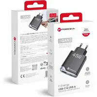 Forcell F-ENERGY GaN III B245202(1A1C) Ultra Slim Reiseladegerät 1 x Typ C + 1 x USB A PD QC4.0 3A 45W schwarz