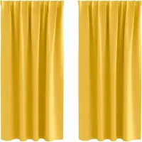 vidaXL Verdunkelungs-Vorhänge mit Ringen 2 pcs Senfgelb 175 x 140 cm
