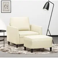 vidaXL Stabli Möbel Sessel mit Hocker Creme 60 cm Kunstleder - Klassische Sofas CC7705119 2parcel