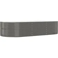 vidaXL Hochbeet Grau 291x140x68 cm Verzinkter Stahl