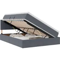 Syfax Aufbewahrungsbett mit Matratze Dunkelgrau 140 x 190 cm Samt