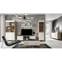 AEA Wohnwand Wohnzimmer Set Vitrine Kommode Wandregal Vitrinen Wohnwände 4 tlg. Set