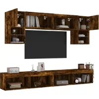 vidaXL Cloris DesignMöbel 6-tlg. Wohnwand mit LED-Beleuchtung Räuchereiche Holzwerkstoff , TV-Schränke 2024 Neu