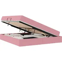Syfax Aufbewahrungsbett mit Matratze Rosa 160 x 200 cm Samt