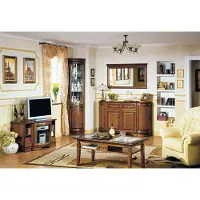 Xl Moebel Gmbh Stilvoller Wohnwand TV Lowboard Holzmöbel Eckvitrine Sideboard mit Spiegel Set