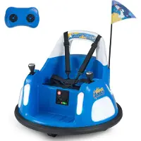 Costway 12V Autoscooter Kinder 360° drehbar, 2 in 1 Elektro Bumper Car mit Musik, Licht, 2 Fahrmodi, Fernbedienung, 1,2-2 km/h, für Kinder 3-6 Blau