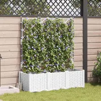 vidaXL (Angebot 2026)Garten-Pflanzgefäß Balkon Dekorativ - Pflanzkübel - Moderne design, 3 pcs Weiß 120 x 40 x 143 cm Stahl GermanyMöbel 84833 - Beete