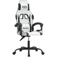Syfax Gaming-Stuhl Drehbar Weiß und Schwarz Kunstleder
