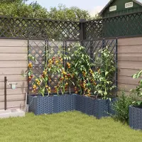 vidaXL "Rabatt" Garten-Hochbeet/Pflanzgefäß/Pflanzkübel - 3 pcs Grau 120x40x143 cm Stahl - Beete CC18788