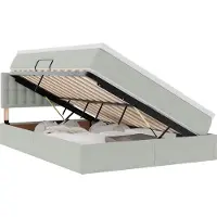 Syfax Aufbewahrungsbett mit Matratze Hellgrau 140 x 200 cm Samt