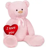 Ed Brubaker XXL Teddybär 100 cm mit „I Love You“ Herz Stofftier Teddy Plüschtier Kuscheltier, Rosa