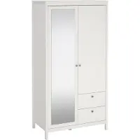 Dmora Kleiderschrank 2 Türen Ghislaine, Schlafzimmermöbel, Schrank, Garderobe, 102x58 h199 cm, Weiß