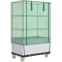 vidaXL Hochbeet mit Aufsatz und Rollen Rattan-Optik 80x50x182 cm