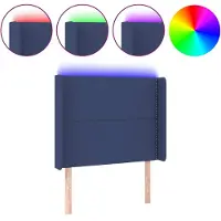 Syfax LED Kopfteil Blau 103x16x118/128 cm Stoff