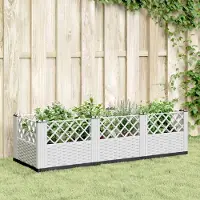 vidaXL "Rabatt" Garten-Hochbeet/Pflanzkasten/Pflanzkübel - mit Erdspießen Weiß 123,5x43,5x43,5 cm PP - Beete CC16916