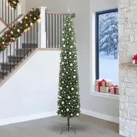 vidaXL Eleganten-Stil Künstlicher Weihnachtsbaum mit 300 LEDs mit Ständer Grün 270 cm DE1271917