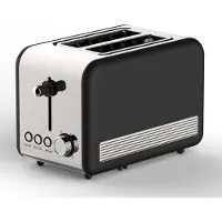 Schaefer Toaster Retro 2-Scheiben Toaster Toastautomat 850 Watt Schwarz/Silber