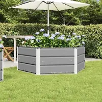 vidaXL "Schlussverkauf" Pflanzkübel im Garten - 1 pc - Blumenbeet/Gartenbeet - Hellgrau 129x129x45 cm Stahl C13523