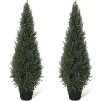 StarTech.com Künstliche Zedernbäume - Bonsai im Topf - 2er-Set - Bodenstehend - Outdoor - Kunststoff - Milchweiß