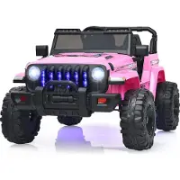 Costway 12V Kinder Elektroauto mit 2,4G-Fernbedienung, 2,6-6 km/h, für Kinder ab 3 Jahre (Rosa)